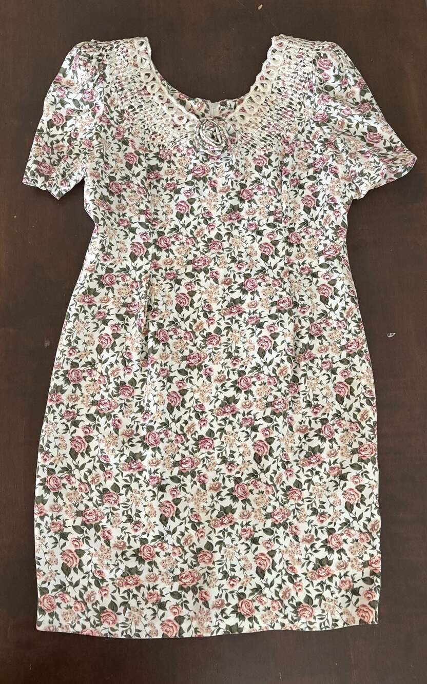 Vintage Cottagecore Floral Lace Collar Dress Petite Sz 12 Ms Choice Should Pads